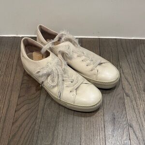 Paul Green Cream Sneakers with Fur Details